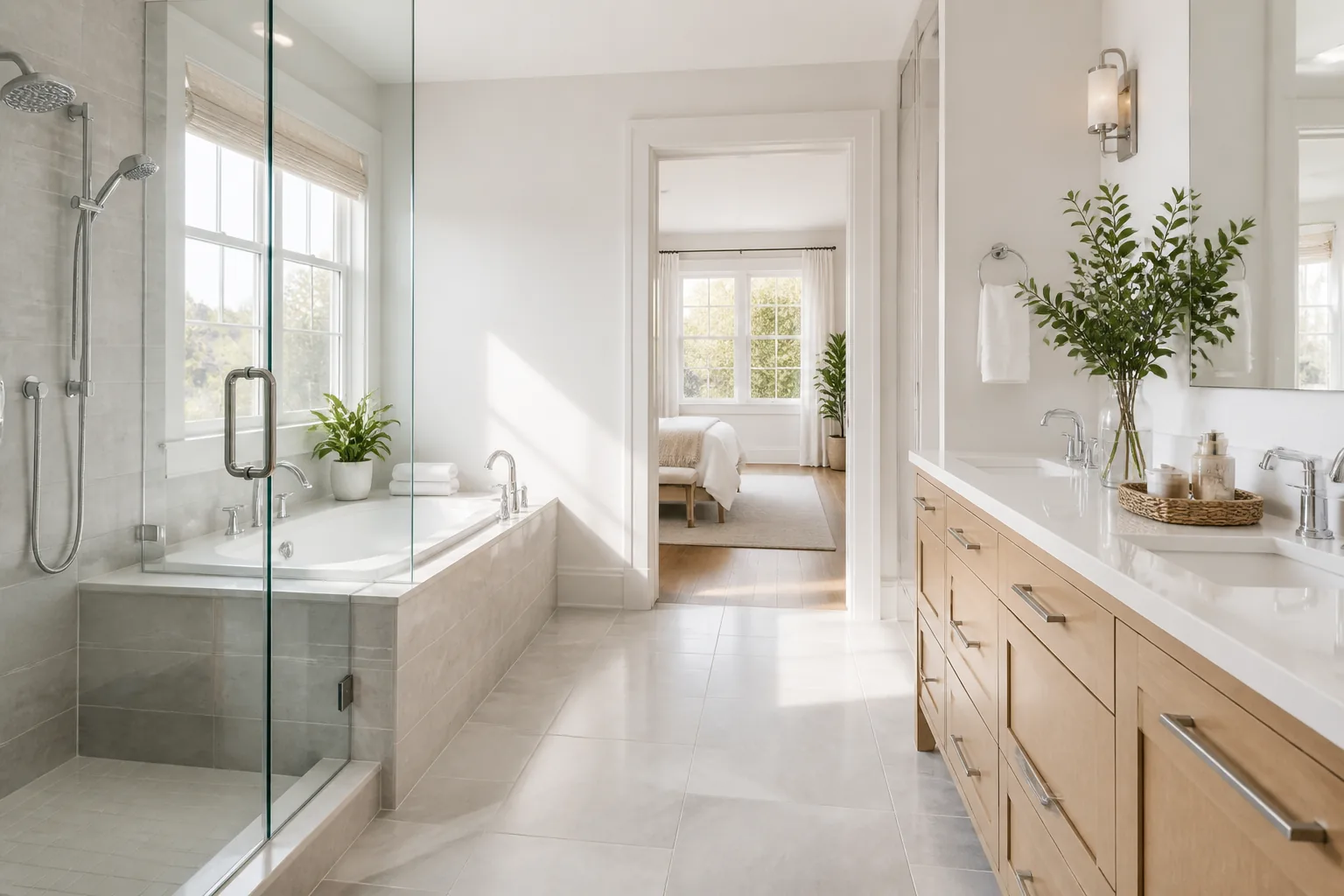 Bright clean bathroom vanity after L&V service